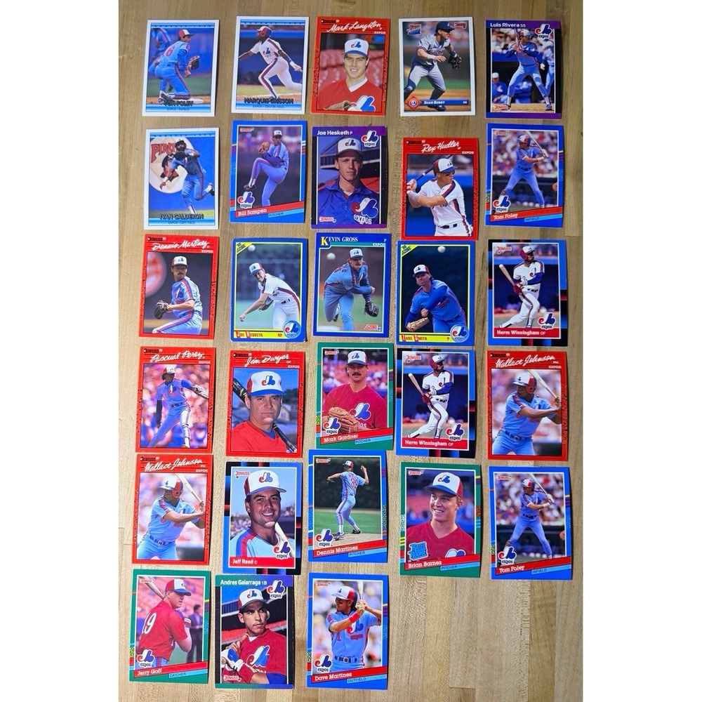 Montreal Expos 28 Card Vintage Baseball Card Lot 1980s 1990s Donruss Score MLB